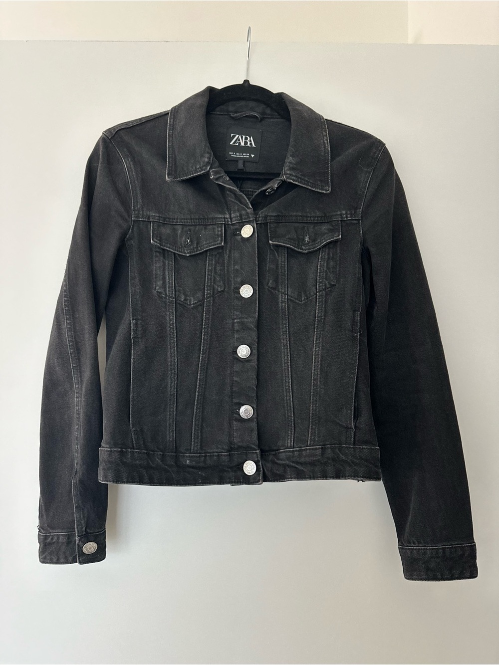 Zara Faded Black Denim Jacket